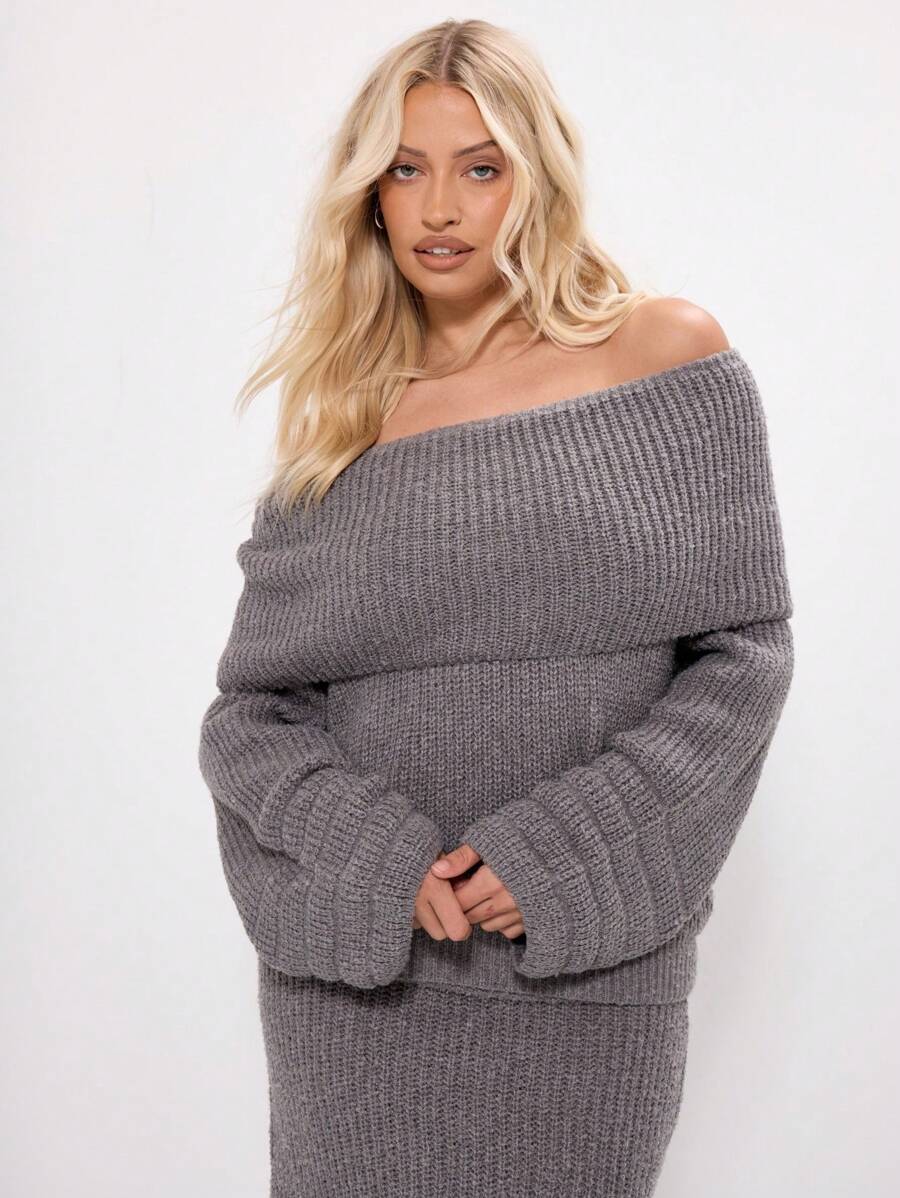 MUSERA Off-Shoulder Jumper mit Ballonärmeln Y2K Frühling Lässig Niedlich 90er Jahre Sonne