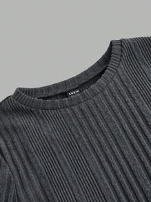 SHEIN EZwear 3 pièces/Set T-shirt à manches longues ajusté décontracté col rond grande taille, convient pour l'automne/l'hiver - Multicolore - Voir 4