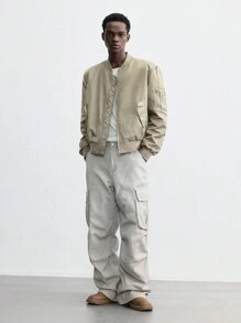 Maija Chaqueta larga de manga larga con forro acolchado, casual y versátil, color caqui sólido, ideal para el invierno, adecuada para Año Nuevo y fiestas festivas - Café integral - Ver 5