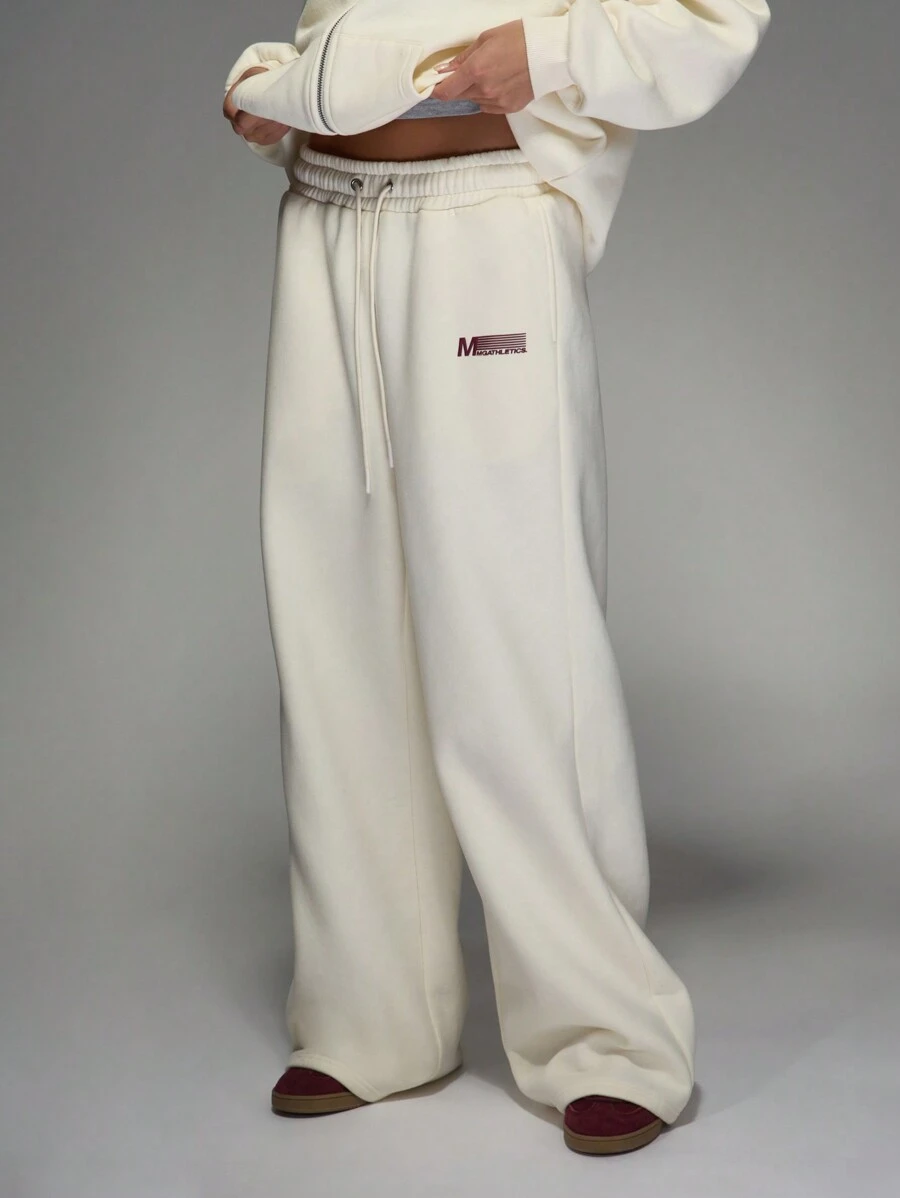 MISSGUIDED Quần dài thể thao Palazzo ống rộng sang trọng có dây rút ở eo Quần áo tập luyện thể thao dạo phố hiện đại Quần áo tập luyện thể thao mùa xuân thu đông - trắng - Xem 1