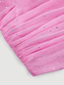 SHEIN MOD Front Gathered Pink Tight Elegant, Autumn Top, Sexy, Party, Date,Club Tops,Sequin Top,Birthday Cami Top - Pink - View 3