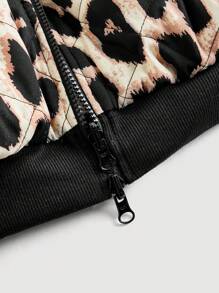SHEIN Privé Chaqueta con capucha con forro térmico con estampado de Leopardo casual para mujer, con calentamiento para otoño/invierno - Multicolor - Ver 5