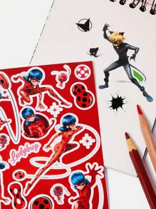 Miraculous Ladybug X SHEIN 2pcs Ladybug & Cat Noir Pattern Split Wall Stickers