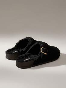 Solecia Women's Casual Slip-On Flats With Fluffy, Comfortable For Home & Outdoor Wear Spring Shoes Spring Break Easter - Black - View 4