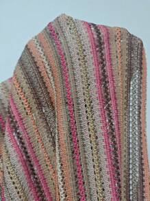 Breezaya 女士针织透视条纹波西米亚风春夏套头 T 恤图案 T 恤女式上衣 - 彩色 - 查看 8