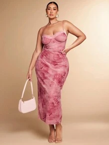 SHEIN BAE Váy thường ngày ren dây mảnh cỡ lớn, váy sinh nhật cho nữ - Nhiều màu - Xem 3