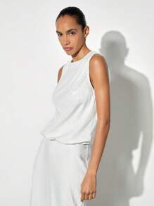 Maija Women Elegant White 2 Pieces Set With Sparkle Sequin Details And Backless Teardrop Design, Suitable For Christmas Party, Autumn/Winter - White - View 2