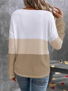 SHEIN LUNE T-shirt manches longues casual blocs de couleurs pour femmes, hauts graphiques d'automne pour femmes pour tenue de printemps