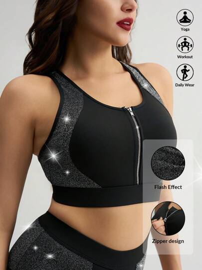 Menodora SHEIN Sport 1pc Women Solid Color Patchwork Minimalist Casual Sports T-Shirt & Tank Top