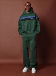 SUMWON Conjunto de sudadera con capucha y pantalones de chándal a juego con detalles a rayas, ropa deportiva de estilo irlandés perfecta para las celebraciones del 17 de marzo, coordinado inspirado en lo gaélico de color verde