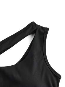 Easithlete Women's Solid Color Sleeveless Cutout Camisole Top, Suitable For Daily Workout And Fitness - Black - View 4