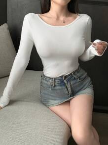 DAZY 女士性感蕾丝露背修身T恤、露背上衣