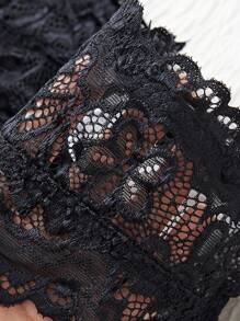 Floral Lace Bandeau Bra Lingerie - Black - View 3