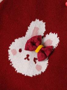 Infant Girl Fashion Cute Versatile Diamond Cartoon Rabbit Knitted Creeper Jumpsuit Coverall - Multicolor - View 6