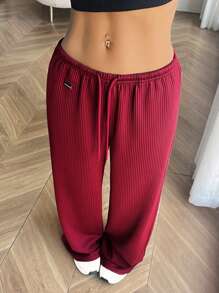 Muchica 女式休闲简约字母图案抽绳腰裤