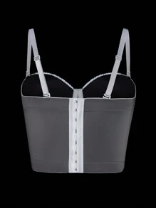 EgrlEra Women Sexy Party Luminous Graphic Minimalist Croset Top Y2K Outfit  - Silver - View 2