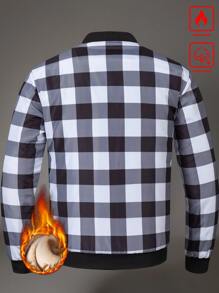 Manfinity Homme Men's Casual Plaid Thermal Lined Jacket For Autumn & Winter