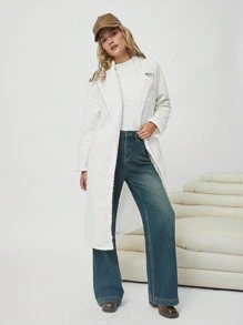 SHEIN EZwear Damen weiße flauschige Jacke - Weiss - Übersicht 5