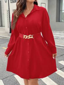 Celure 1pc Women's Long Sleeve Belted Shirt Dress, Casual And Stylish For Daily Wear For New Year Clothes Valentines
