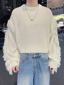 Claim Dot Jersey de cuello redondo de unicolor para hombre, uso diario casual y con estilo