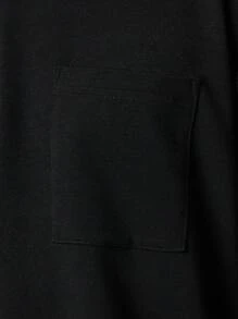SUMWON Regular Fit Contrast Double Layer Sleeve Tee With Small Embroidery - Black - View 6