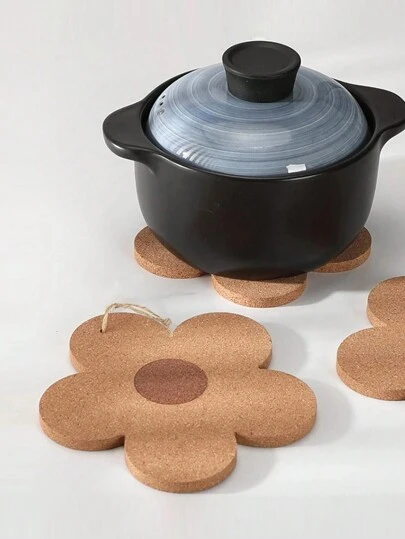 1 件木质隔热垫，创意花朵设计隔热垫，适用于餐桌情人节、情人节婚礼、生日厨房装饰房间装饰厨房配件，可爱花朵餐垫防滑饮料杯垫天然软木饮料杯垫适用于厨房配件（18 厘米），秋季装饰，圣诞节装饰