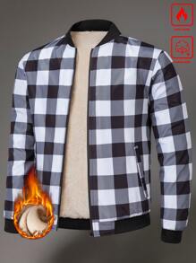 Manfinity Homme Men's Casual Plaid Thermal Lined Jacket For Autumn & Winter