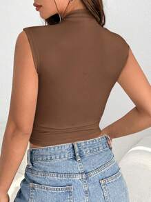 SHEIN EZwear Funnel Neck Ruched Tank Top Summer Outfits