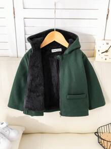 SHEIN Veste à capuche épaisse, style décontracté d'école pour garçon. Convient pour les sorties d'automne et d'hiver, la maternelle