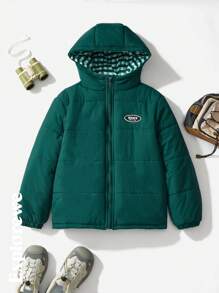 SHEIN 1 Pc Tween Girls Hoodie, City Casual Style, Versatile, Comfortable, Padded, Warm, Hood Design, Plaid Lining, Unisex Fit, Suitable For City Outdoor, Schooling, Gatherings, Daily Wear