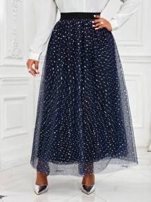 SHEIN Lady 秋冬优雅海军蓝 海军蓝情人节大码鸡尾酒会大码裙子 超长裙 闪亮裙 女士蓝色裙子 情人节新年派对裙 鸡尾酒蓝裙 大码