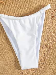 SHEIN Swim Spaghetti Strap Halter Neck Crop Top And Thong Bikini Set Summer