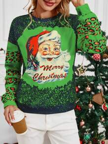 SHEIN LUNE Sweat-shirt-shirt décontracté à manches longues et col rond imprimé pour femmes, sweat-shirt à porter au quotidien en automne