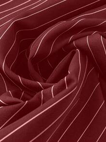 SHEIN LUNE 适合办公室、秋季穿着的大码条纹双排扣西装外套和直筒裤