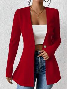 Chiquease Blazer de vestir/informal de unicolor con cintura para mujer