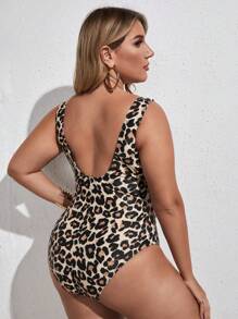 SHEIN Unity 1pc Plus Size Animal Print One-Piece Swimsuit, For 2025 New Year Party Summer