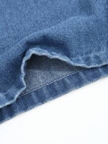 SHEIN Dopasowany kombinezon dla nastolatek i luźne asymetryczne jeansy z szerokimi nogawkami, modny uniwersalny design do codziennego noszenia