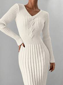 Roylia Elegant Twist Front Fitted Dress Design Fall Cloth For Women