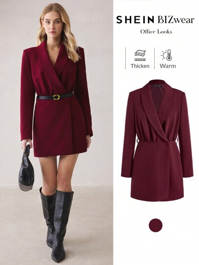 BizChic Vestido blazer rojo para mujer, atuendo de negocios casuales urbanos, vestido elegante de fiesta para dama de oficina, otoño