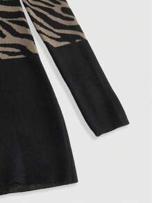 ROMWE J-Fashion Vestido de Tricô Casual de Manga Longa com Ombros à Mostra, Cor Sólida e Recortes