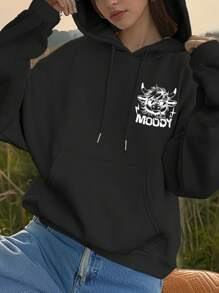 INAWLY Sudadera casual de manga larga y cuello de capucha con eslogan y gráfico de vaca, para otoño/invierno, Top de manga larga