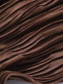 FRIFUL 女士休闲纯色纹理面料直筒长裙，秋冬 - 棕色 - 查看 7