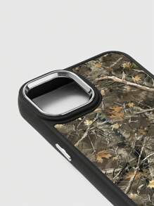 ROMWE Fairycore 1pc Vintage-Style Dried Leaf & Branch Pattern Black Phone Case, Compatible With IPhone 11 12 13 14 15 Pro Max