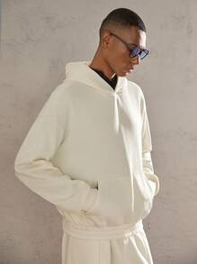 AKNOTIC Business Casual 2 piezas Conjunto de sudadera con capucha de cuello redondo y pantalones holgados para hombre, para otoño e invierno