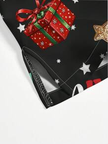 PopScrub Christmas Cute Cartoon Santa Claus, Reindeer, Gingerbread Print Uniform Scrub Top - White - View 5