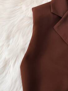 GlowEve 女式前扣平翻领口袋休闲西装夹克 - 鏽棕色 - 查看 6