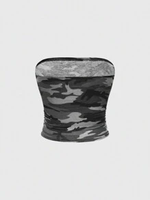 ROMWE Grunge Punk Y2K Camo Crop Top And Mini Skirt 2Pcs Set, Sexy - Multicolor - View 6