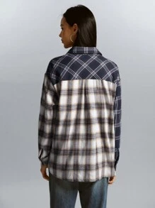 Aveloria Affinna Blusa de manga larga con diseño asimétrico a cuadros, suelta y oversize con hombros caídos, estilo casual y versátil, con un aspecto relajado y elegante, que se puede usar sola o como camisa abotonada, para mujer, ideal para el Día de San Valentín, primavera/verano