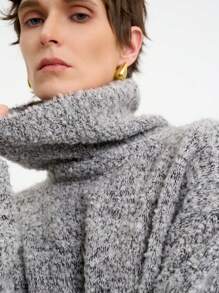 Aalyst Dames casual truijurk met hoge hals en gemengde stof, herfst/winter