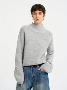 Aalyst Women's Casual Minimalist Blended Stand Collar Sweater